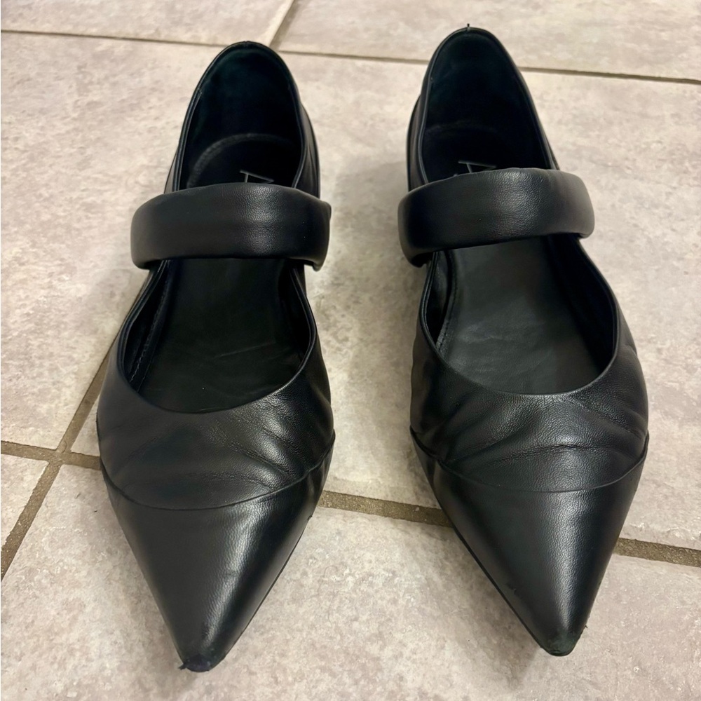 AGL Rocio Black Pointed Toe Flats, Used